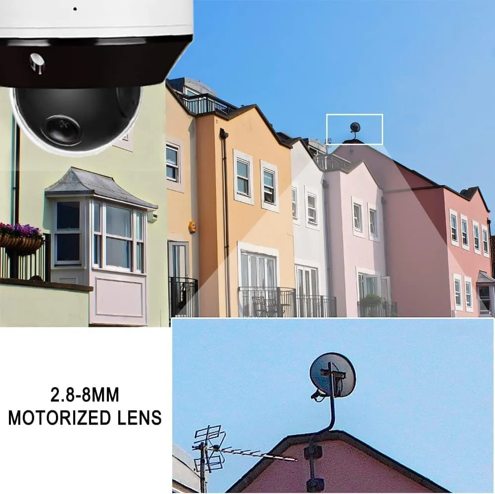 6MP Mini PTZ Dome PoE IP Camera Outdoor with Pan Tilt, 3X Zoom, 2.8-8mm Motorized Varifocal Lens, H.265, IP66, ONLY Compatible with Hik Vision and Uniview NVR, NDAA Compliant