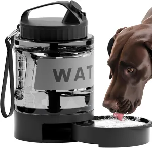 77oz Dog Water Bowl Dispenser,Dog Camping Essentials Large Dog Water Bottle with Pull-Out Drinking Bowl,Portable Travel Water Bowl for Dog, Dog Beach Accessories,Camping with Dogs Must Haves,Bpa Free