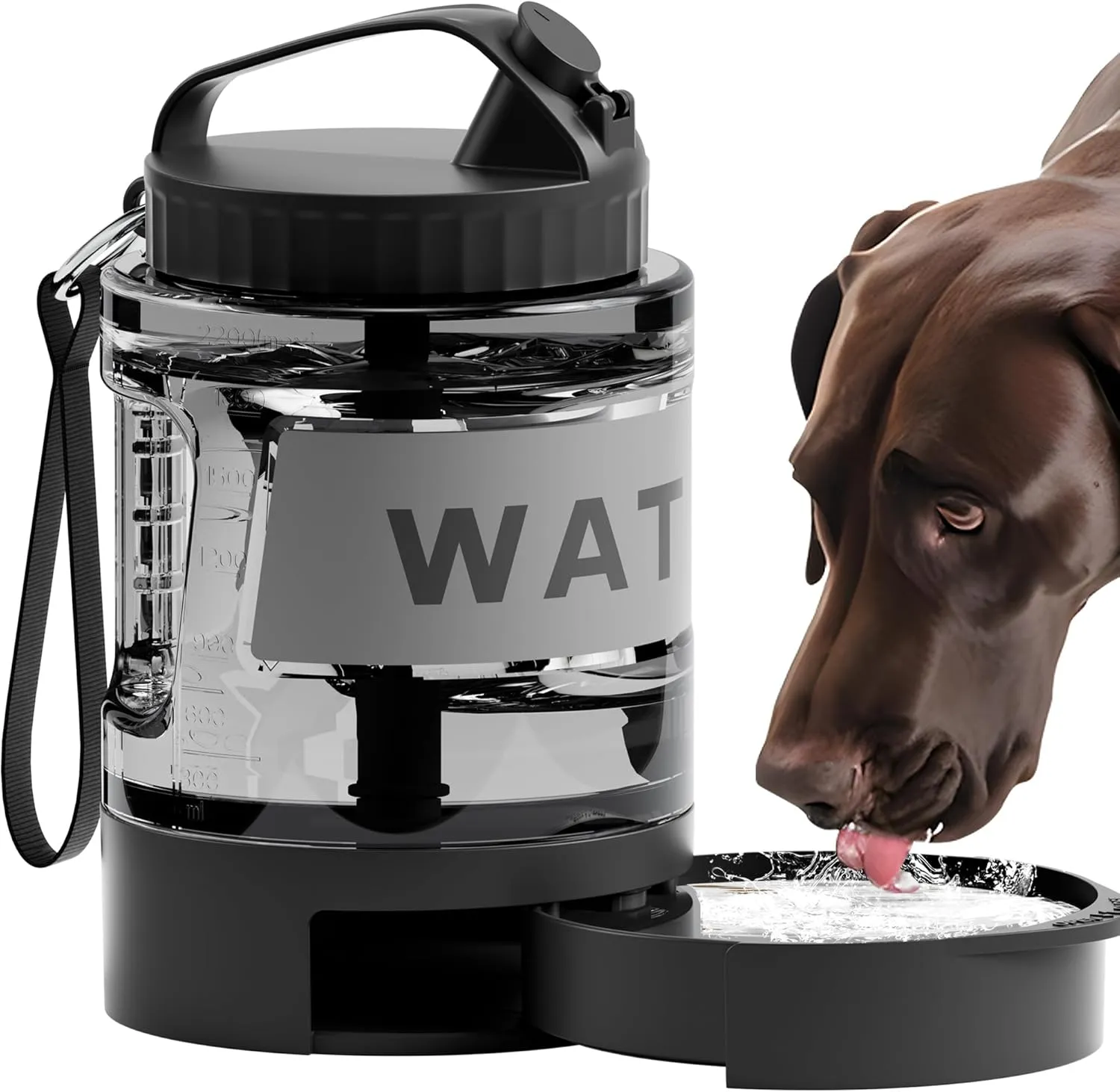 77oz Dog Water Bowl Dispenser,Dog Camping Essentials Large Dog Water Bottle with Pull-Out Drinking Bowl,Portable Travel Water Bowl for Dog, Dog Beach Accessories,Camping with Dogs Must Haves,Bpa Free