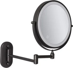 8 Inch Wall Mounted LED Lighted Makeup Mirror, Touch Screen Dimming Switch, Double Sided Magnifying Rotation Extension Bathroom Mirror,Silver,10X (Color : Black, Size : 3X)
