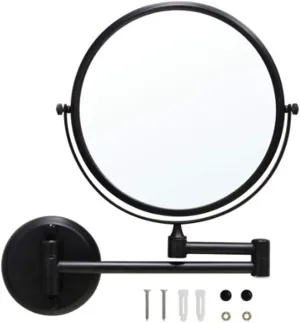 8-Inch Wall Mounted Makeup Mirror - Double-Sided Adjustable Vanity Mirror with 5X/7X Magnification Nickel Finish Swivel Design for Bathroom and Cosmetic Use Cosmetic Mirror
