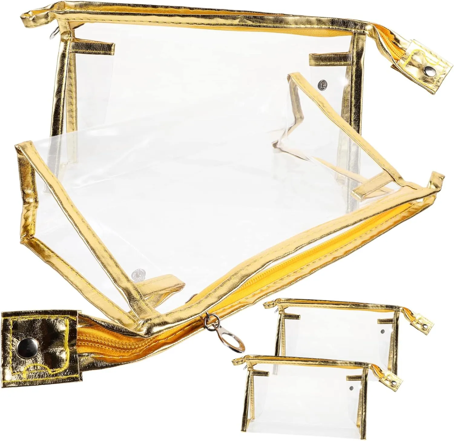 8 Pcs Transparent Toolkit Clear Travel Makeup Bag Transparent Cosmetic Bag Cosmetic Bag for Travel, Golden, 22.5x7x14.5cm