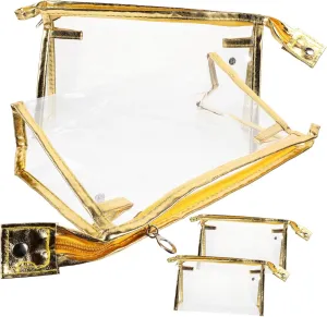 8 Pcs Transparent Toolkit Clear Travel Makeup Bag Transparent Cosmetic Bag Cosmetic Bag for Travel, Golden, 22.5x7x14.5cm