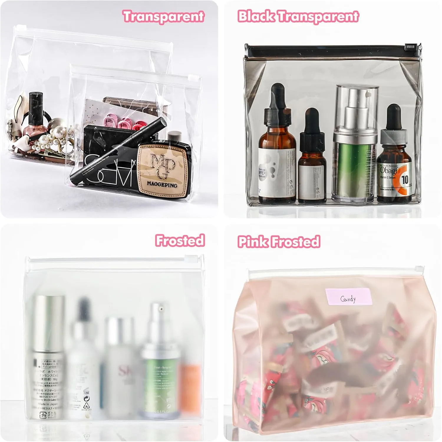 80 Pack Mini Clear Makeup Bag Organizer Cosmetic Zipper Pouch Small Travel Pouches for Toiletries Transparent EVA Reusable Wash Bags Waterproof Plastic Clear Gift Bags Bulk, 7.9” x 5.9” x 2”