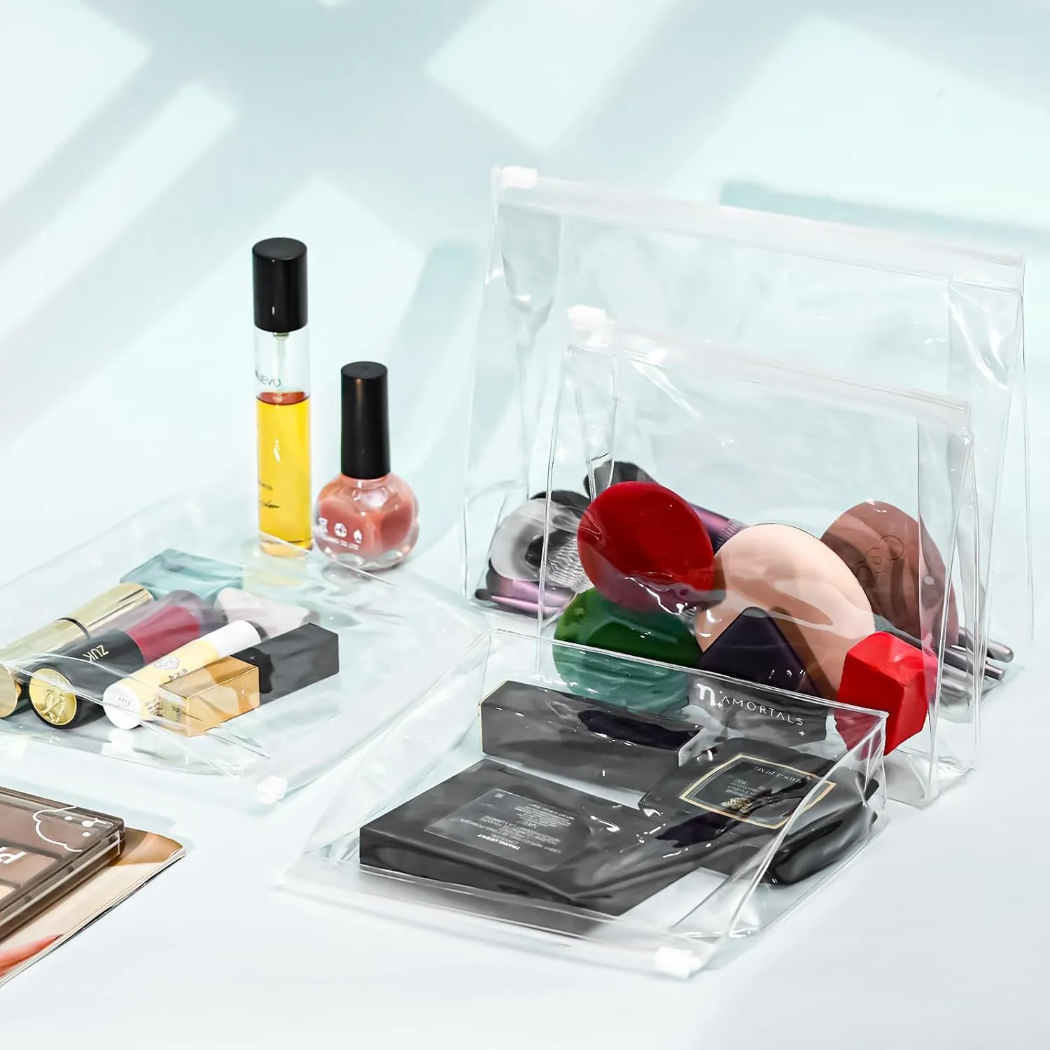 80 Pack Mini Clear Makeup Bag Organizer Cosmetic Zipper Pouch Small Travel Pouches for Toiletries Transparent EVA Reusable Wash Bags Waterproof Plastic Clear Gift Bags Bulk, 7.9” x 5.9” x 2”