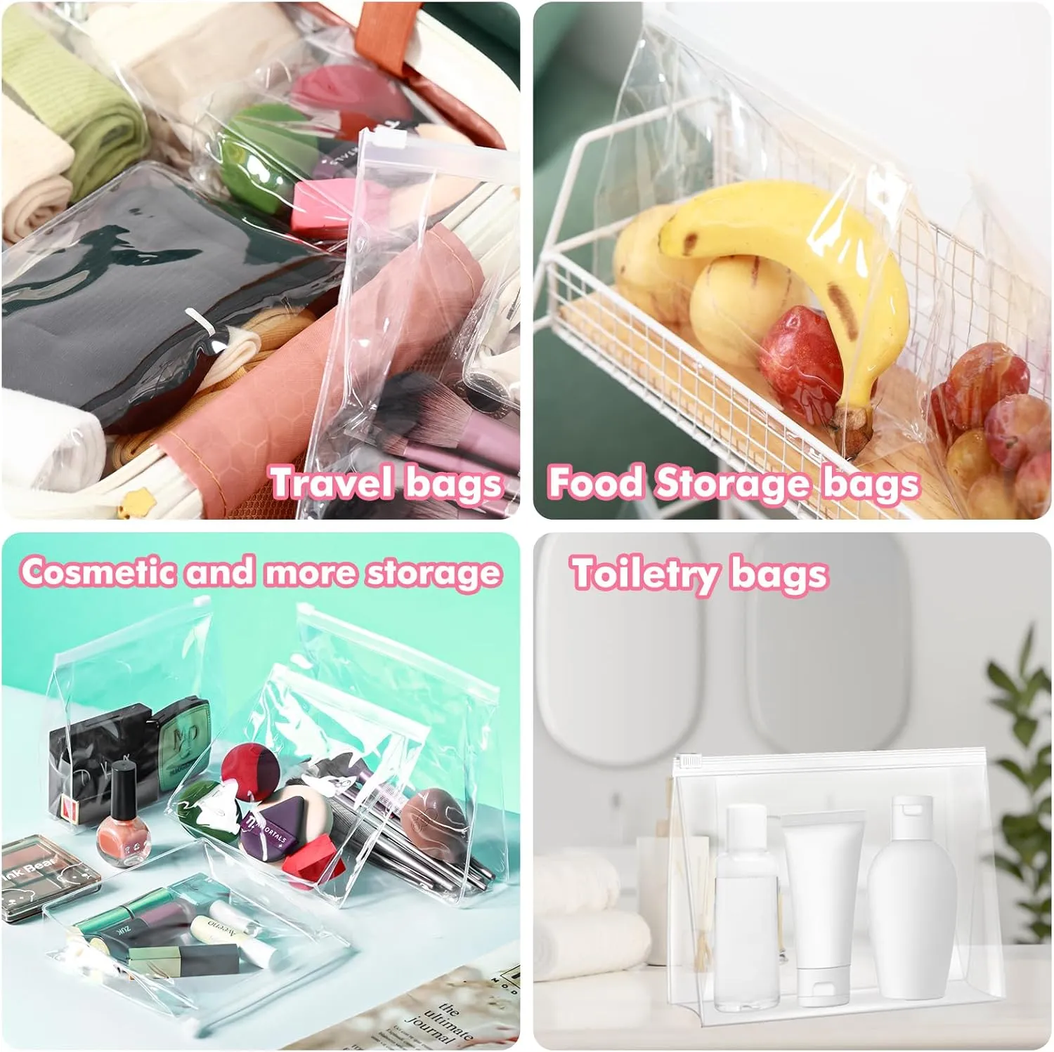 80 Pack Mini Clear Makeup Bag Organizer Cosmetic Zipper Pouch Small Travel Pouches for Toiletries Transparent EVA Reusable Wash Bags Waterproof Plastic Clear Gift Bags Bulk, 7.9” x 5.9” x 2”