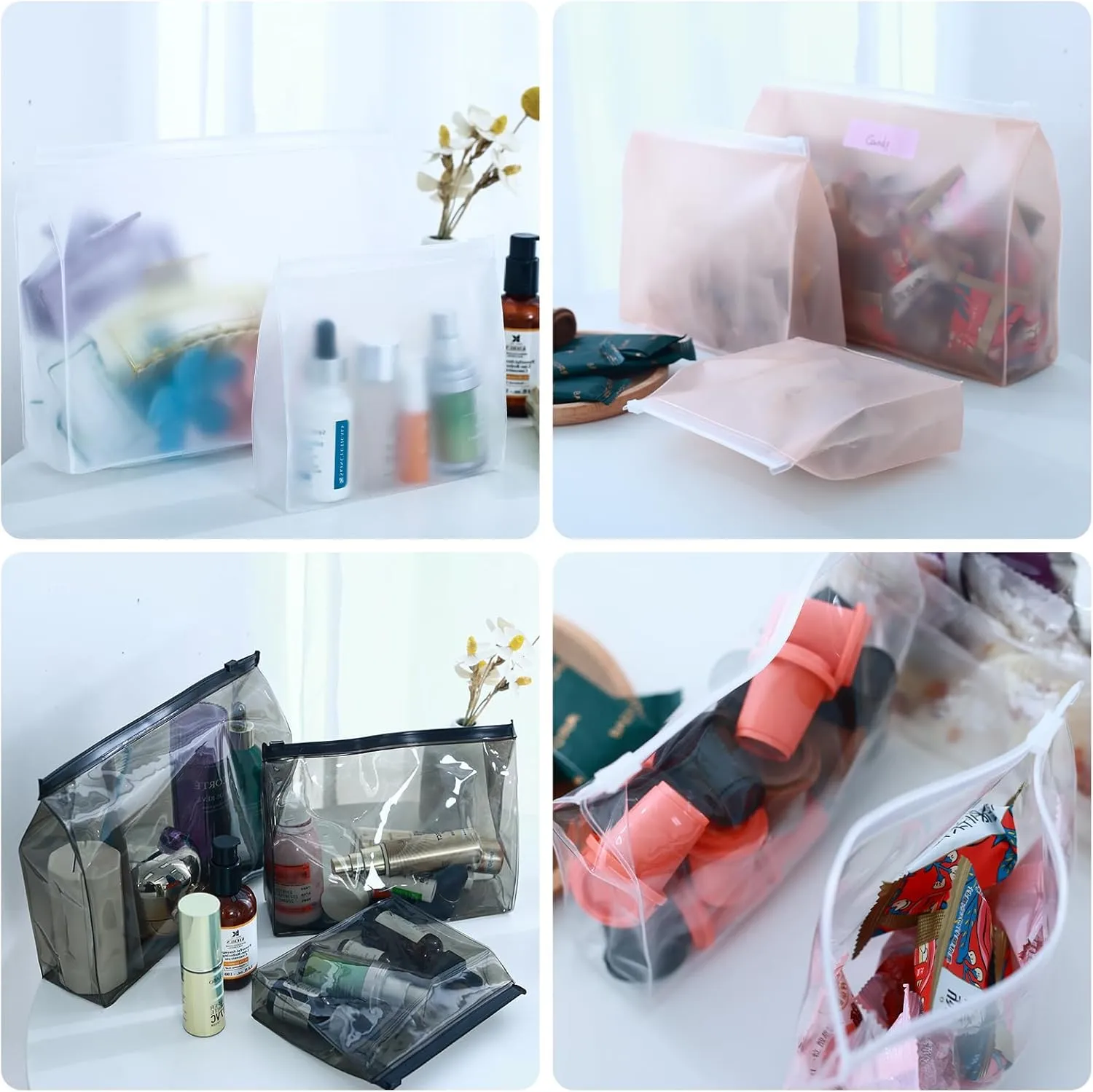 80 Pack Mini Clear Makeup Bag Organizer Cosmetic Zipper Pouch Small Travel Pouches for Toiletries Transparent EVA Reusable Wash Bags Waterproof Plastic Clear Gift Bags Bulk, 7.9” x 5.9” x 2”