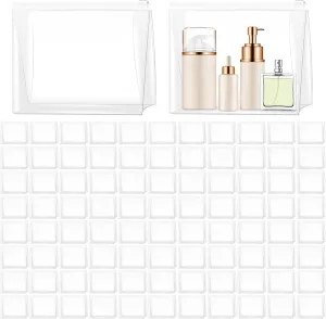 80 Pack Mini Clear Makeup Bag Organizer Cosmetic Zipper Pouch Small Travel Pouches for Toiletries Transparent EVA Reusable Wash Bags Waterproof Plastic Clear Gift Bags Bulk, 7.9” x 5.9” x 2”