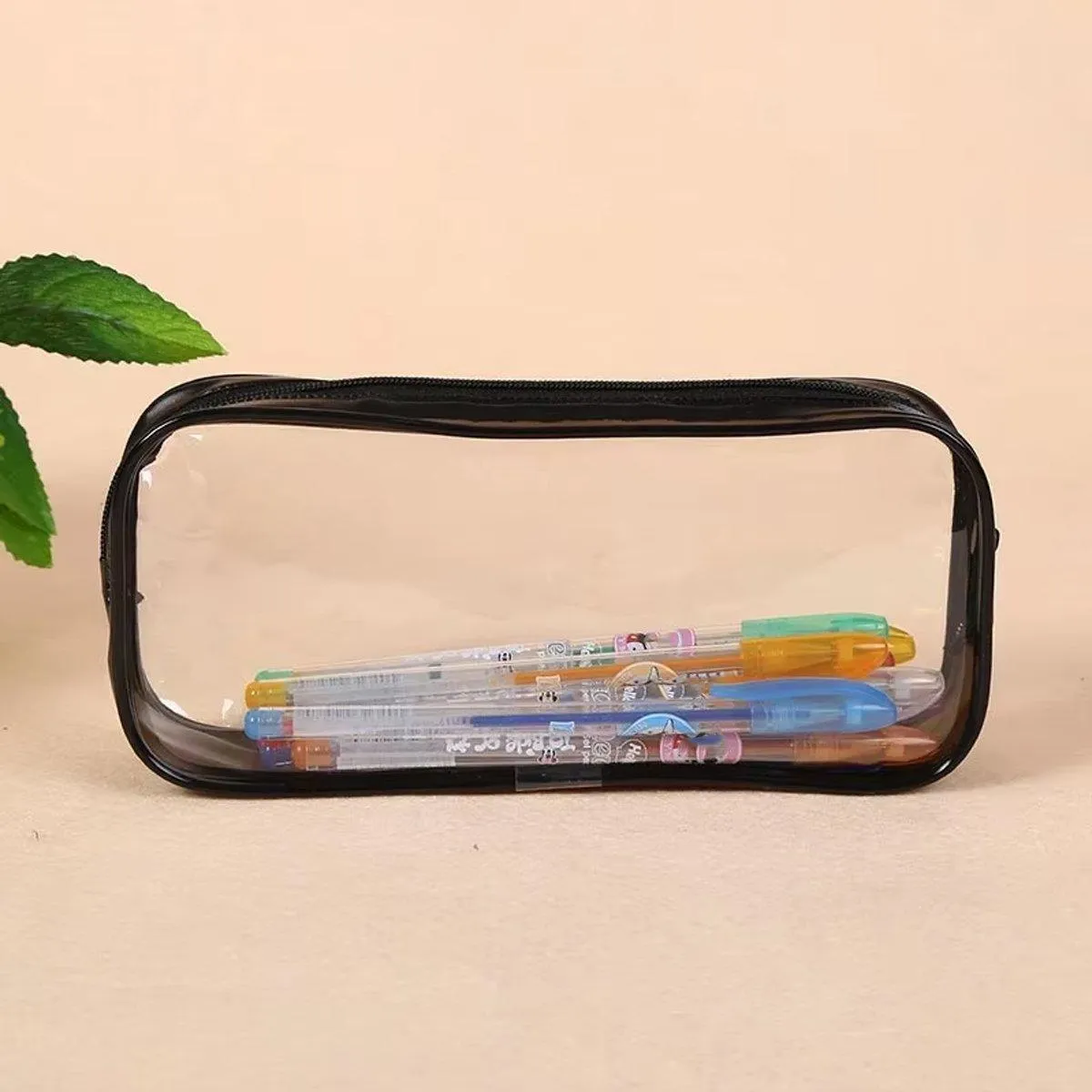 8PCS Waterproof Transparent Zipper Pencil Case Cosmetic Stationery Organizer Bag
