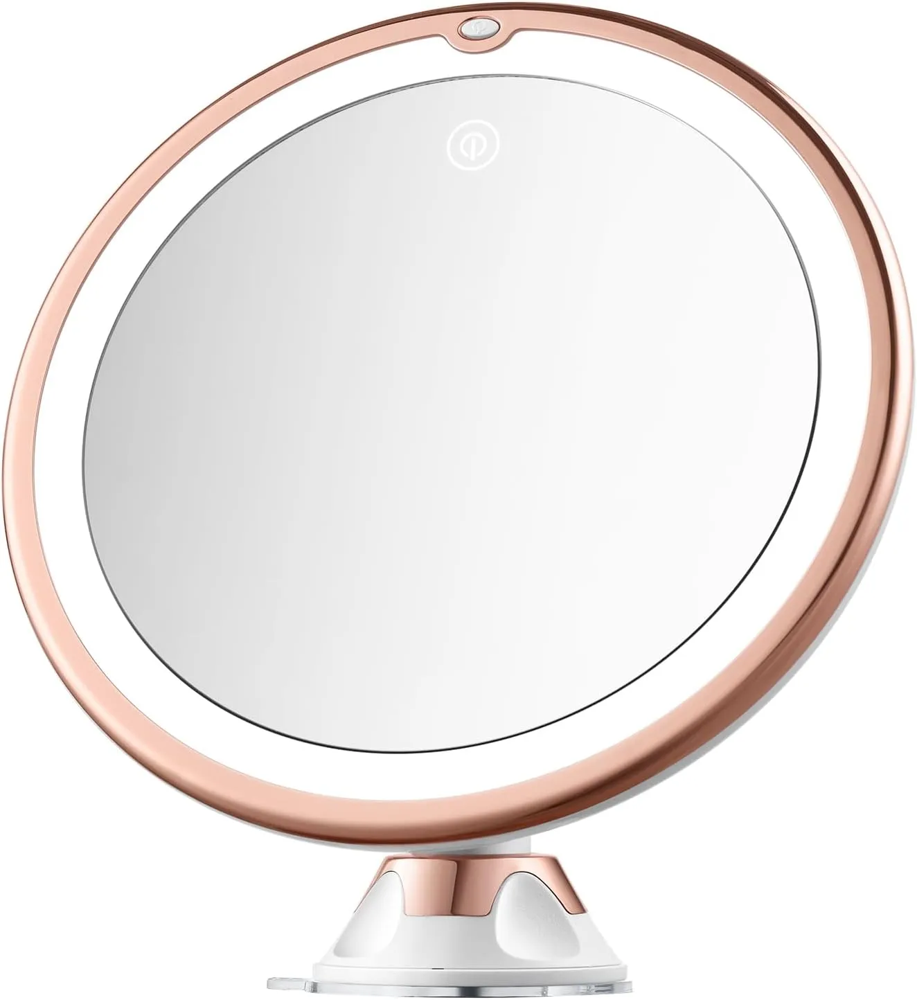 8" Magnifying Mirror with Lights-10x Magnification Makeup Mirror with Suction Cups – Bathroom Shower Mirror – Easy Install – 360 Degree Swivel Joint（Gold）