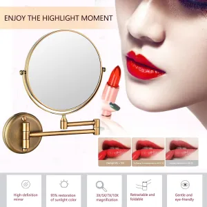 8" Wall Mounted Makeup Mirror Bathroom Mirror 3X/5X/10X Magnification Double-Sided Wall Mounted Vanity Magnifying Mirror Swivel No LightAntique Bronze 3X(Antique Bronze,10X)