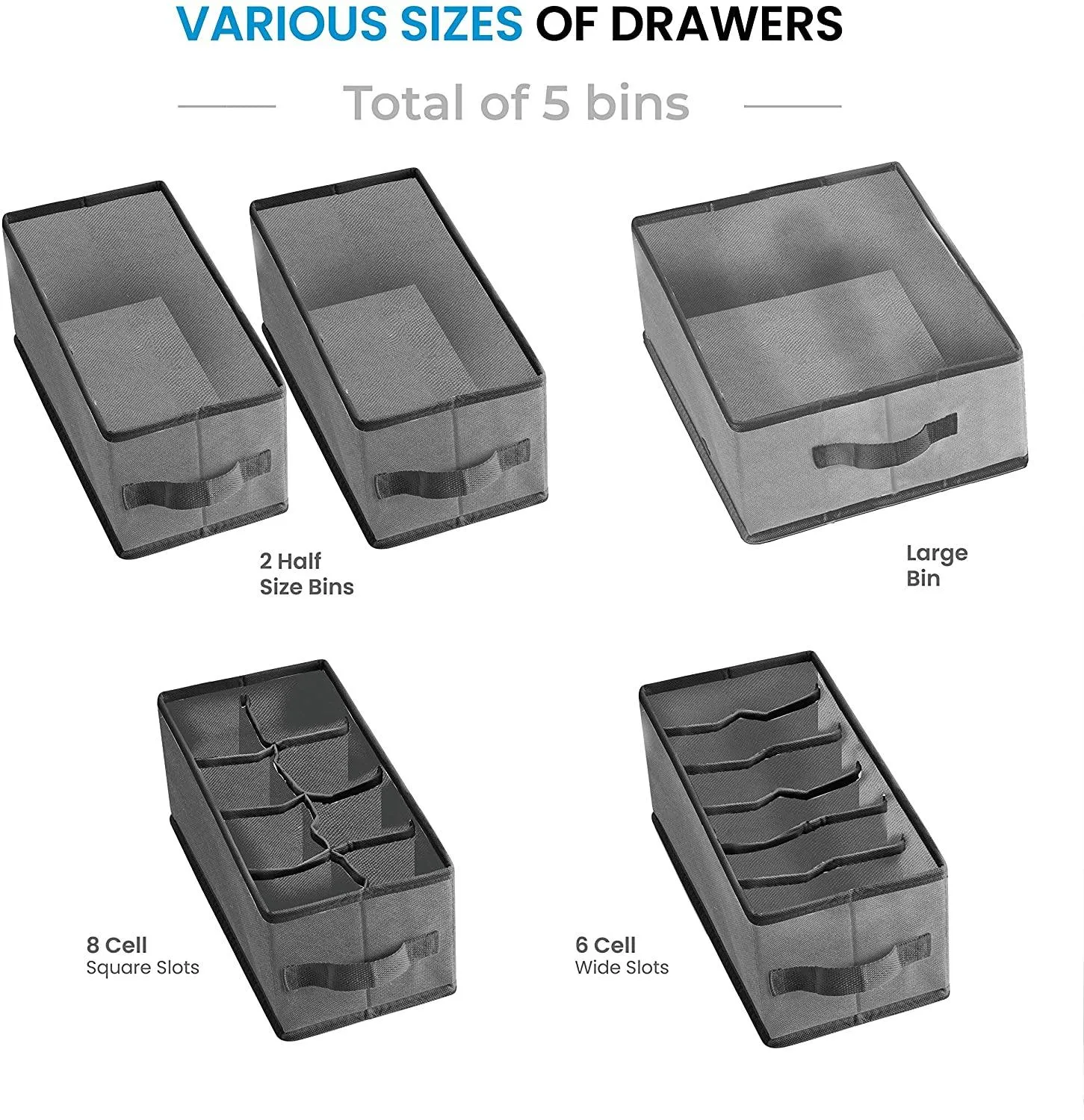9 Shelf Hanging Closet Organizer with 5 Drawer Organizers (Grey , 9 Shelf-1) - DOUBLE R BAGS