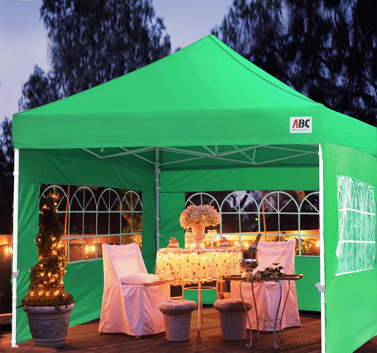 ABCCANOPY Outdoor Winter Gazebo 10x10, Premium Instant Pop Up Canopy Tent with Elegant Church Window,Snow and Rain Protection, Bonus Wheeled Bag,Kelly Green