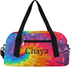Abstract Art Swirl Tie Dye Custom Name Kids Duffel Bags Personalized Customized Gifts Sports Gym Bag Girls Dance Bag Overnight Weekender Sleepover Carry On Travel Tote Bag for Boys Girls
