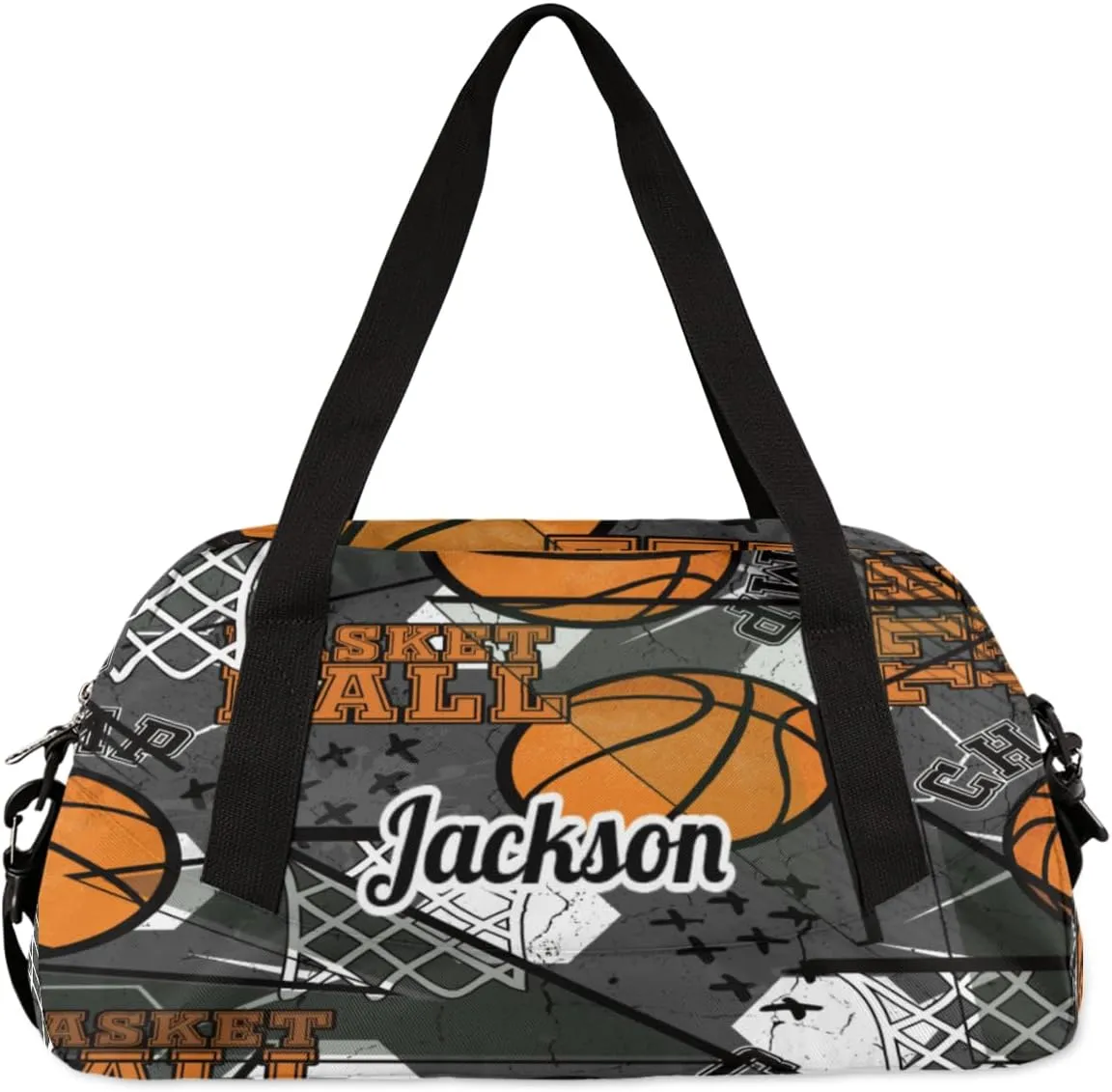 Abstract Grunge Sports Basketball Custom Name Kids Duffel Bags Personalized Customized Sports Gym Bag Girls Dance Bag Tote Overnight Weekender Sleepover Carry On Travel Bag for Boys Girls