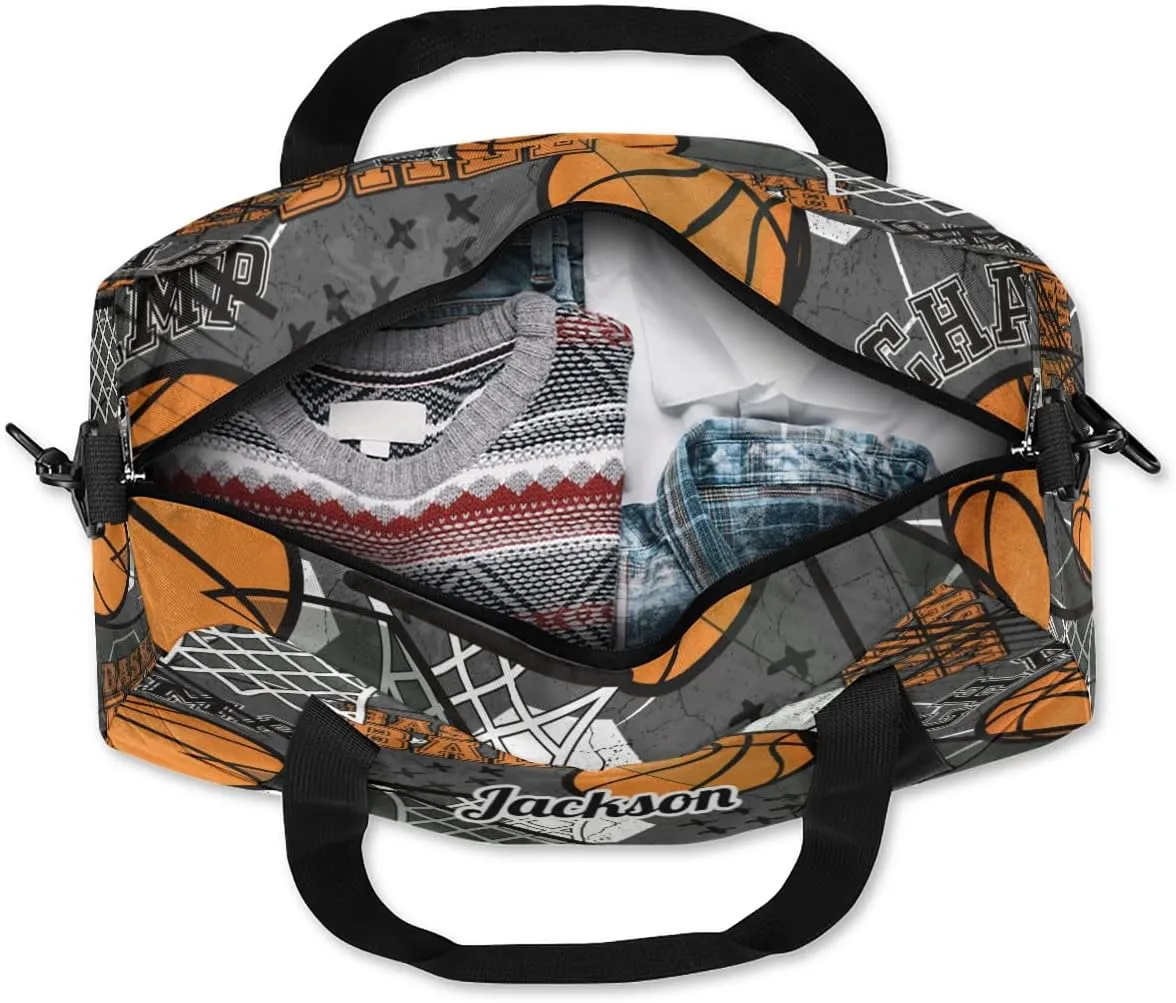 Abstract Grunge Sports Basketball Custom Name Kids Duffel Bags Personalized Customized Sports Gym Bag Girls Dance Bag Tote Overnight Weekender Sleepover Carry On Travel Bag for Boys Girls
