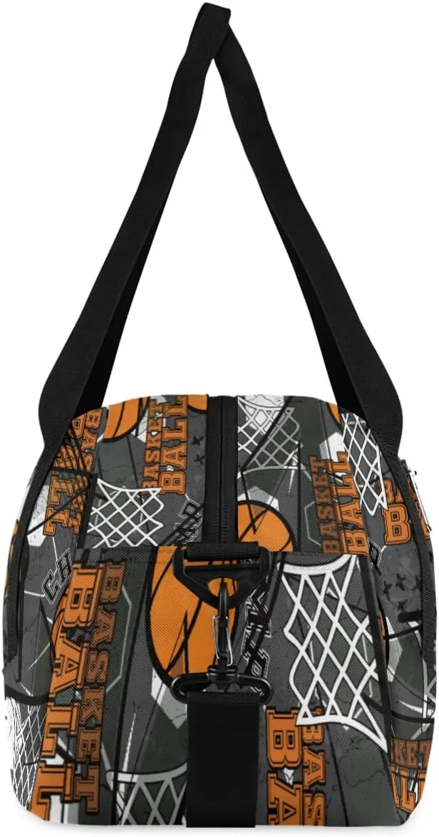 Abstract Grunge Sports Basketball Custom Name Kids Duffel Bags Personalized Customized Sports Gym Bag Girls Dance Bag Tote Overnight Weekender Sleepover Carry On Travel Bag for Boys Girls