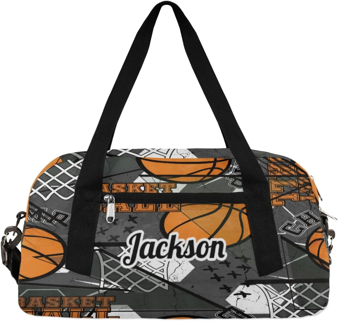 Abstract Grunge Sports Basketball Custom Name Kids Duffel Bags Personalized Customized Sports Gym Bag Girls Dance Bag Tote Overnight Weekender Sleepover Carry On Travel Bag for Boys Girls