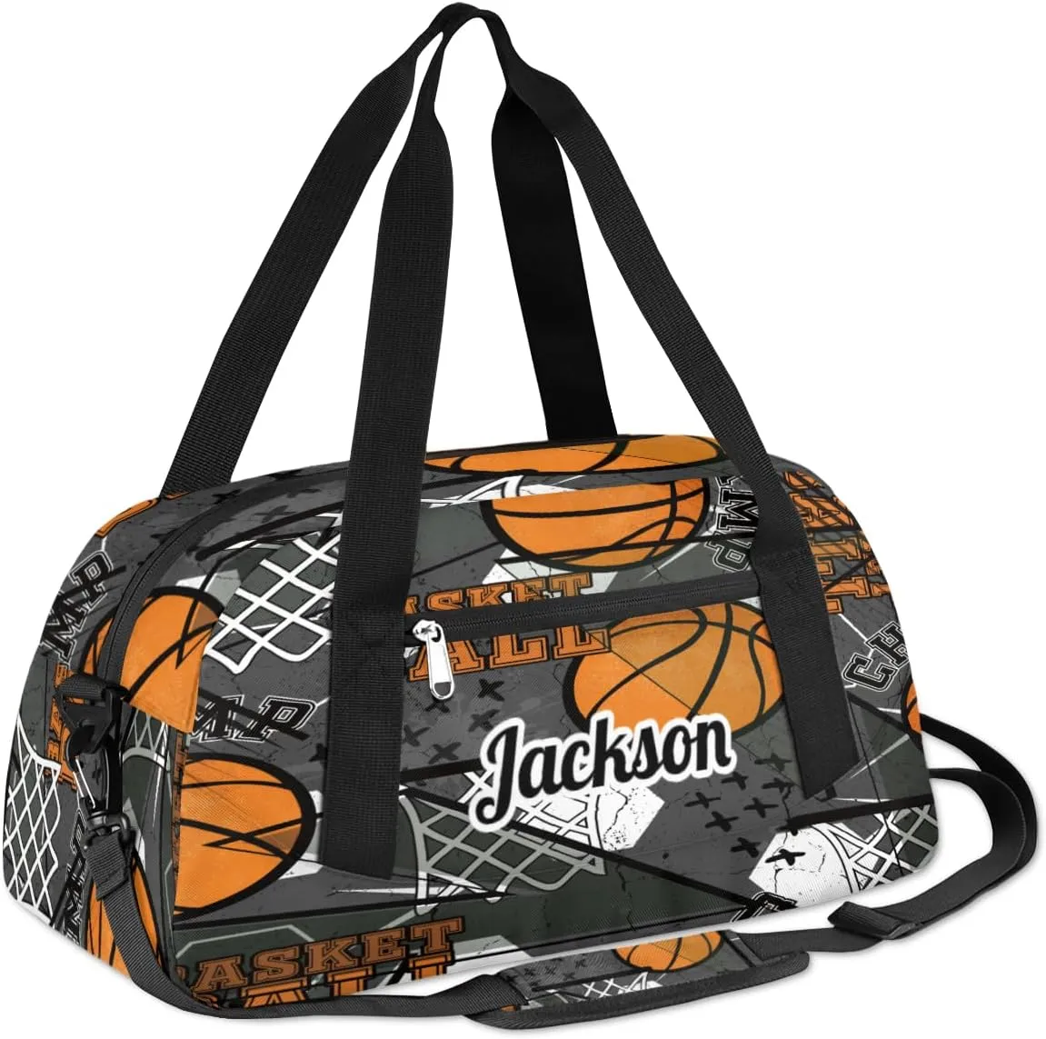Abstract Grunge Sports Basketball Custom Name Kids Duffel Bags Personalized Customized Sports Gym Bag Girls Dance Bag Tote Overnight Weekender Sleepover Carry On Travel Bag for Boys Girls
