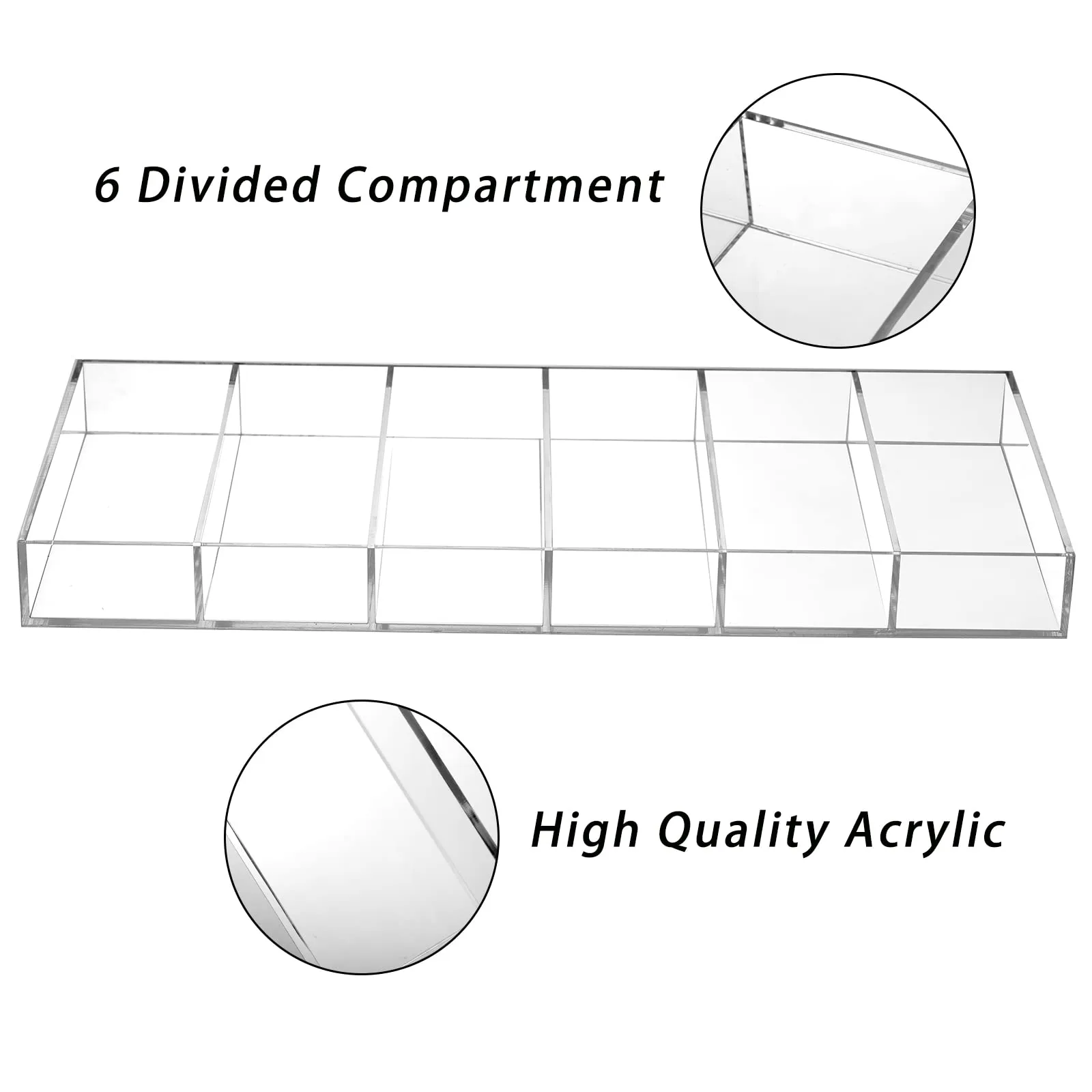 Acrylic Sunglasses Organizer, 6 Slot Clear Eyeglasses Storage Case, Stackable Eyewear Display Tray [Customizable]