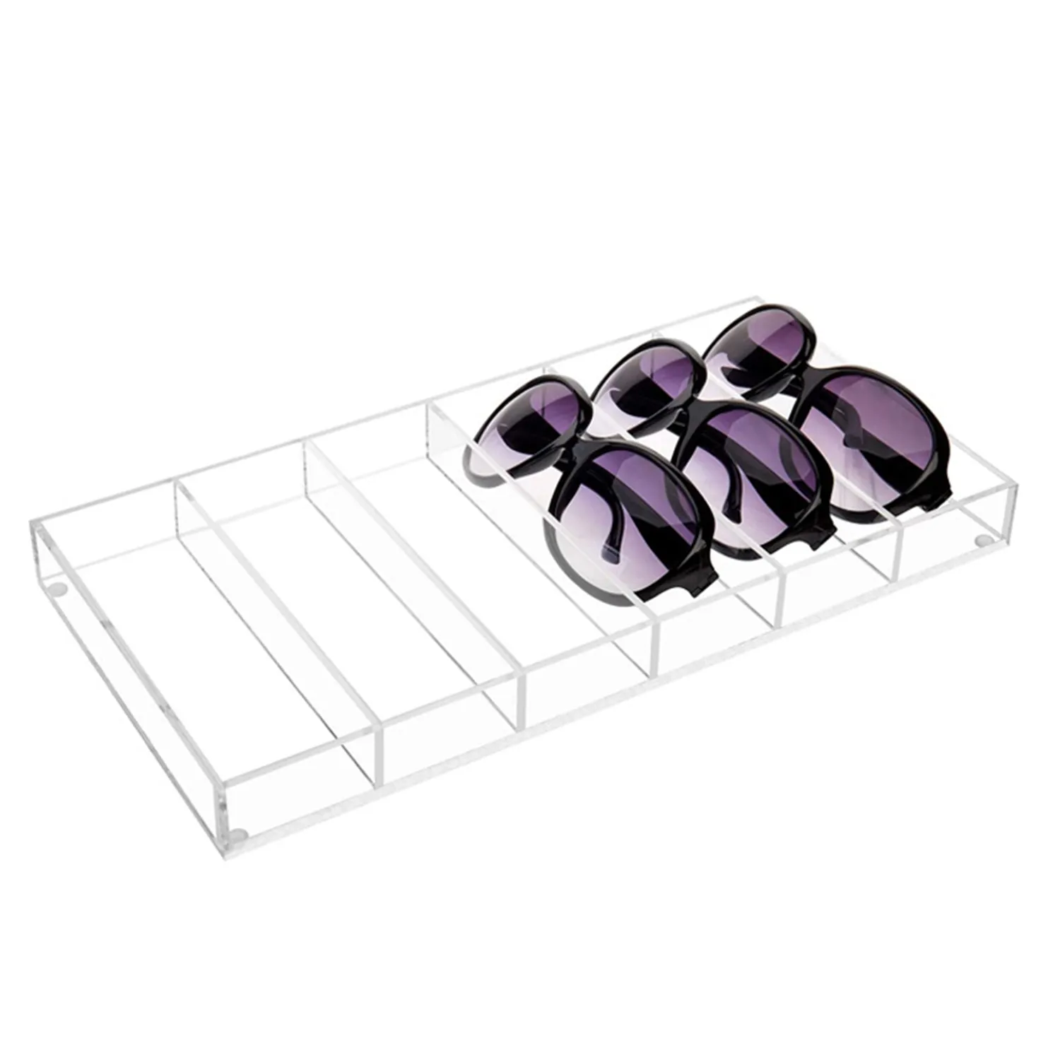 Acrylic Sunglasses Organizer, 6 Slot Clear Eyeglasses Storage Case, Stackable Eyewear Display Tray [Customizable]