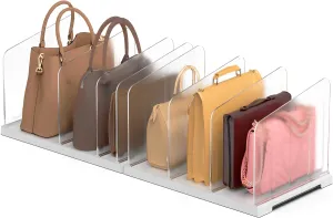 Adjustable Shelf Dividers for Closet, 2-Pack Purse Organizers for Closet,Clear Frosted Plastic Shelf Dividers, Handbag Separators Storage Organizer,Bookshelf Separator Dividers