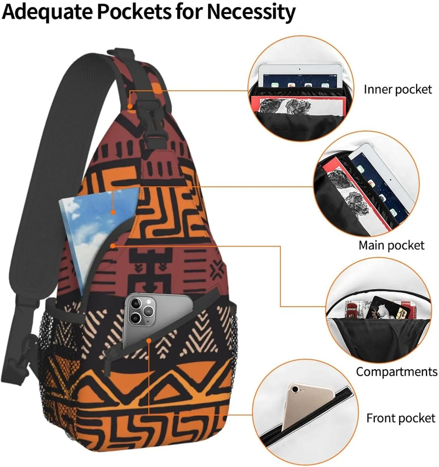 Adorable Sloth Crossbody Bag Chest Shoulder Bag Small Casual Backpack Suitable For Women Men Hiking