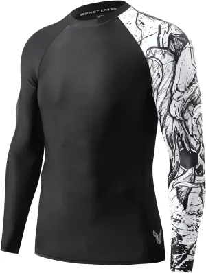 ADOREISM Quick-Dry Men's Long Sleeve Rash Guard UPF 50  Compression Swim Shirt