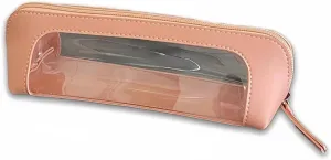 Aesthetic Clear Makeup Bags, Travel Cosmetic Zipper Pouch for Women, Transparent Makeup Organizer Storage Case for Make Up Brushes, Clear Travel Toiletry Bags for Girls in Portable Size (Pink)
