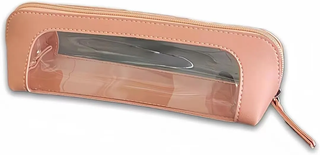 Aesthetic Clear Makeup Bags, Travel Cosmetic Zipper Pouch for Women, Transparent Makeup Organizer Storage Case for Make Up Brushes, Clear Travel Toiletry Bags for Girls in Portable Size (Pink)