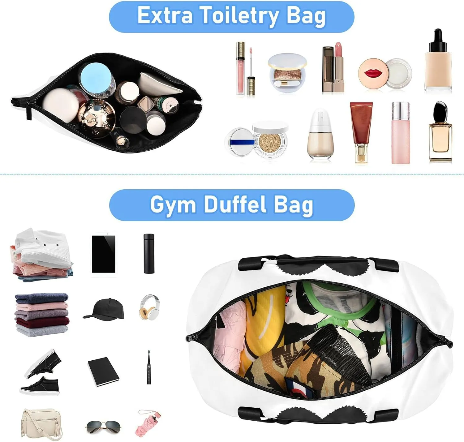 African Black woman Afro Hairstyle Sunglasses and Earrings Gym Duffel Bag, Polyester Travel Weekender Luggage Handbag with Waterproof Pocket for Wet Items, Unisex Foldable Tote for Sports