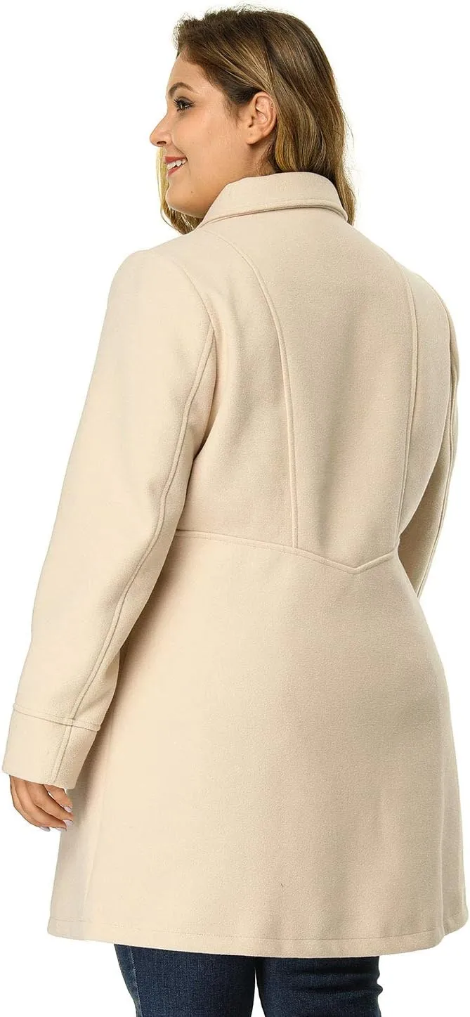 Agnes Orinda Women's Plus Size Coat A-Line Peter Pan Collar Double Breasted Fall Winter Peacoat