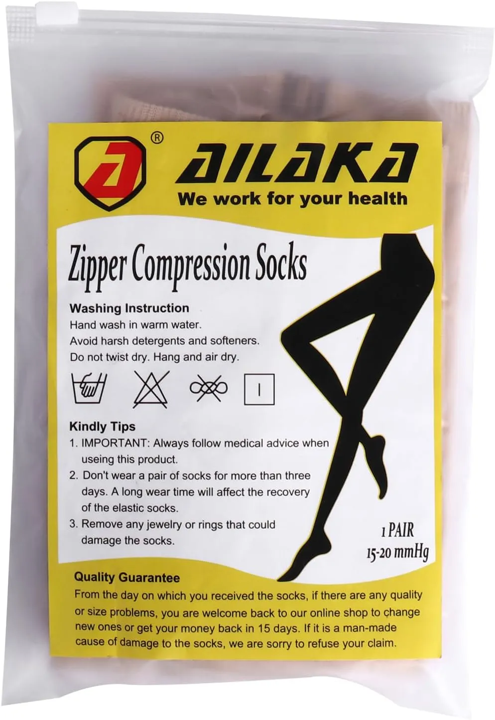 Ailaka Zipper Compression Socks Medical, 15-20 mmHg Knee High Compression Socks for Men Women, Close Toe Support Socks for Varicose Veins, Edema, Recovery, Pregnant, Nurse