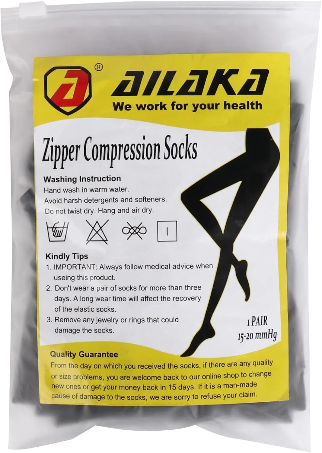 Ailaka Zipper Compression Socks Medical, 15-20 mmHg Knee High Compression Socks for Men Women, Close Toe Support Socks for Varicose Veins, Edema, Recovery, Pregnant, Nurse
