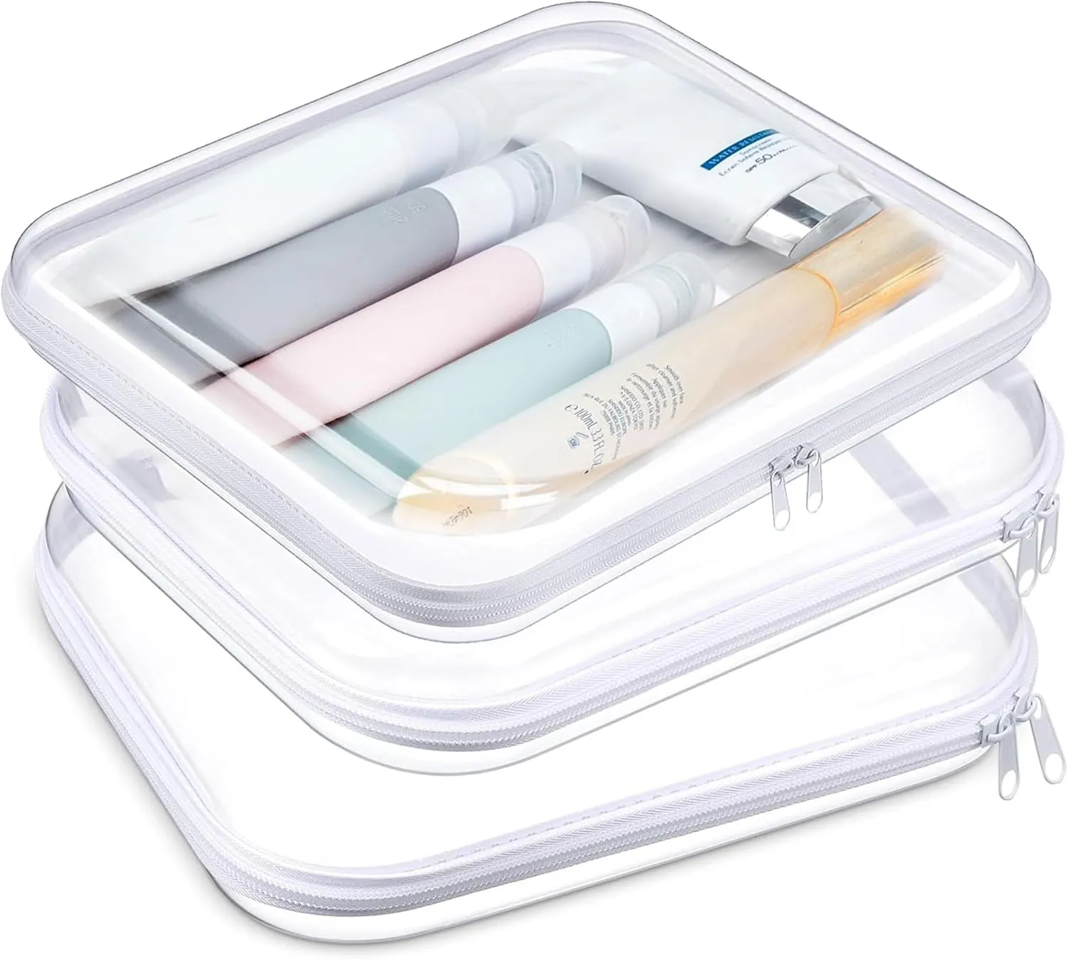 Aimery Clear Hard Shell Zipper Case Large, Clear Plastic Zip Pencil Case Hard Shell, Portable Storage Zipper pouch For Snacks Toy Cosmetics Toiletries