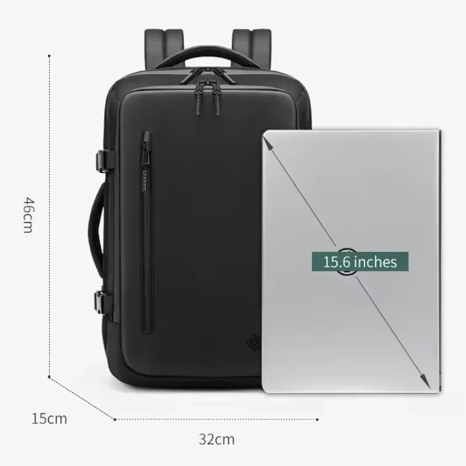 Airback Backpack with Pump 60L Expandable Vacuum Seal Compression Travel Backpacks Water Resistant 17 inch School Laptop Backpack for Airplane (Grey, With Air Pump)