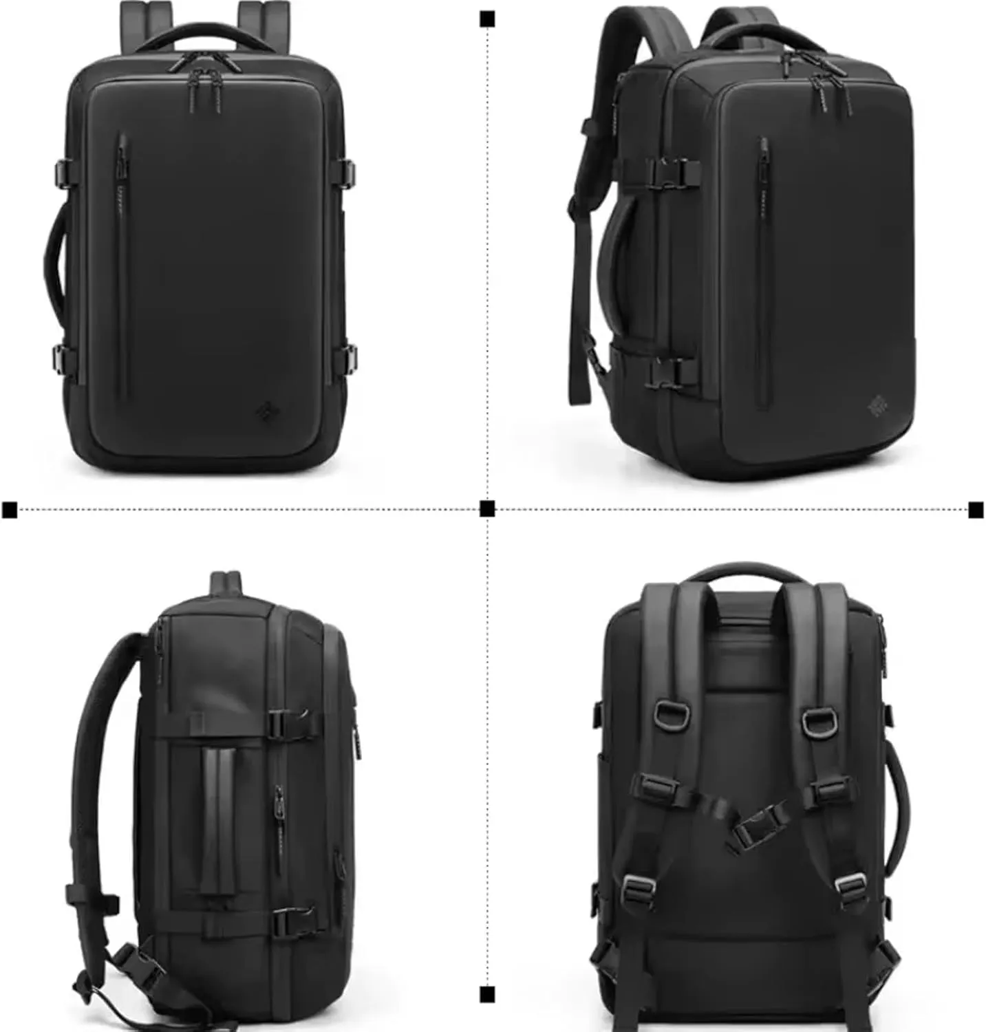 Airback Backpack with Pump 60L Expandable Vacuum Seal Compression Travel Backpacks Water Resistant 17 inch School Laptop Backpack for Airplane (Grey, With Air Pump)