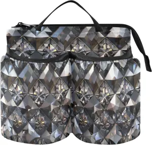 Airport Cup Holder Hands Free Cube Crystal Pattern Charcoal Black Luggage and Travel Accessories Hold Two Coffee Mugs for World Travelers