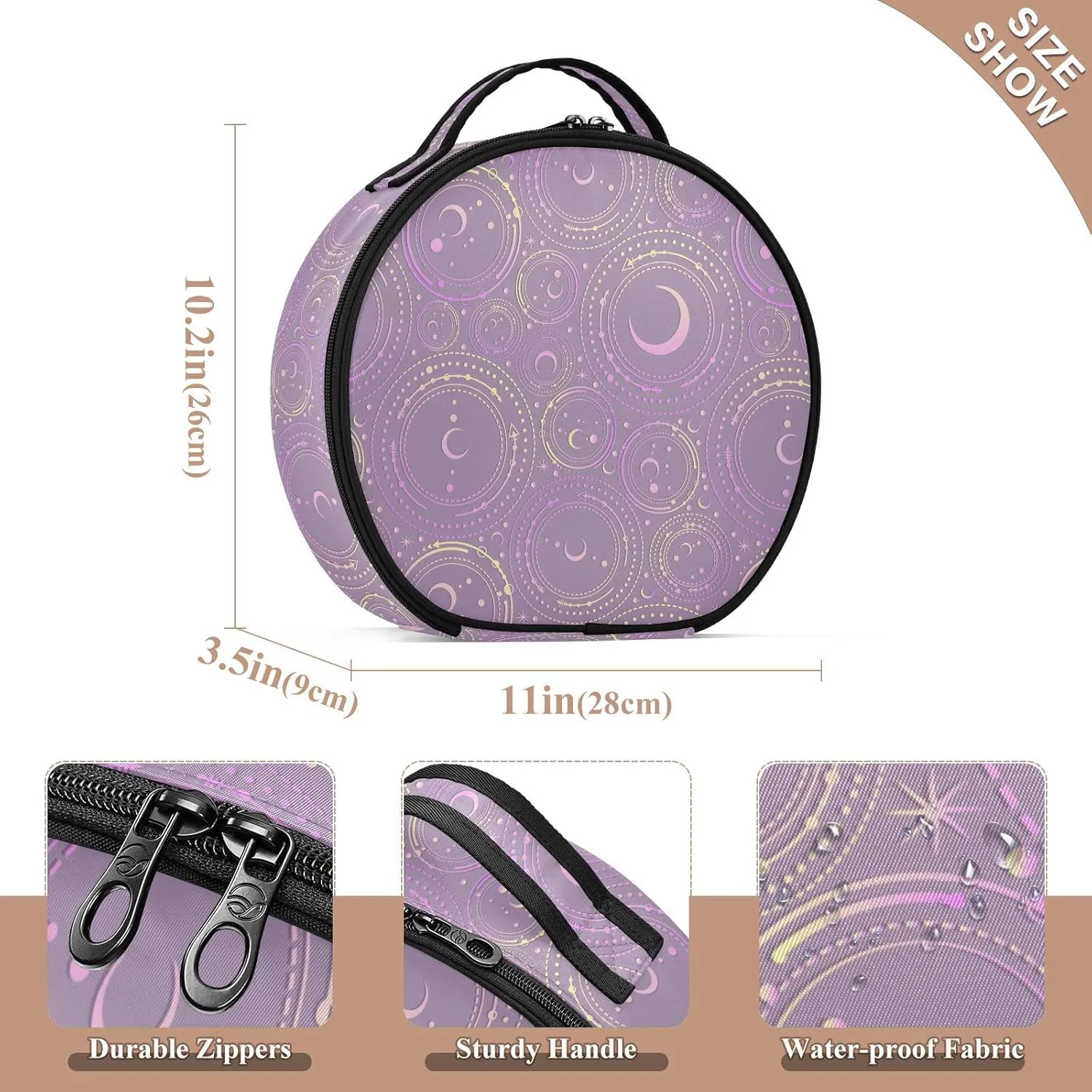 ALAZA Astronomical Geometry Moon Stars Toiletry Bag Travel Makeup Case Organizer for Women