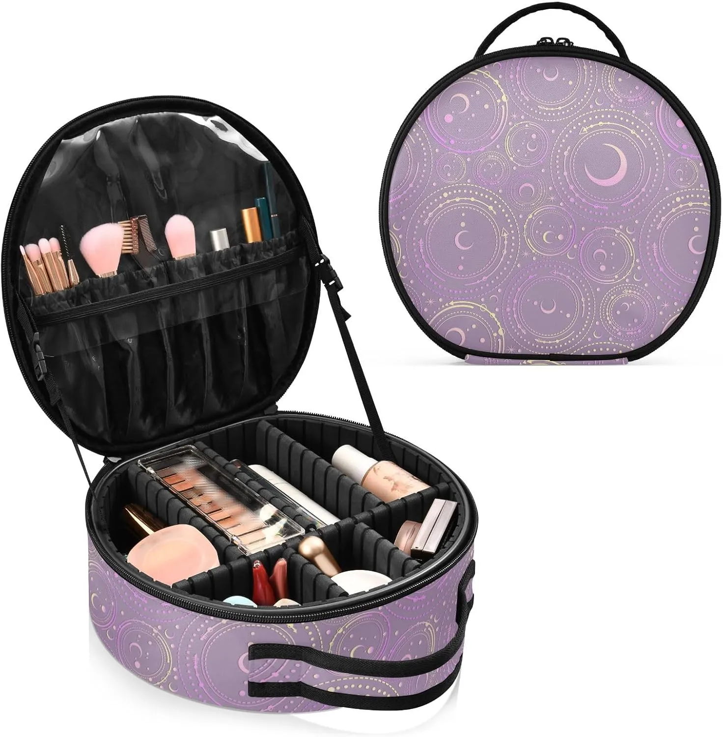 ALAZA Astronomical Geometry Moon Stars Toiletry Bag Travel Makeup Case Organizer for Women