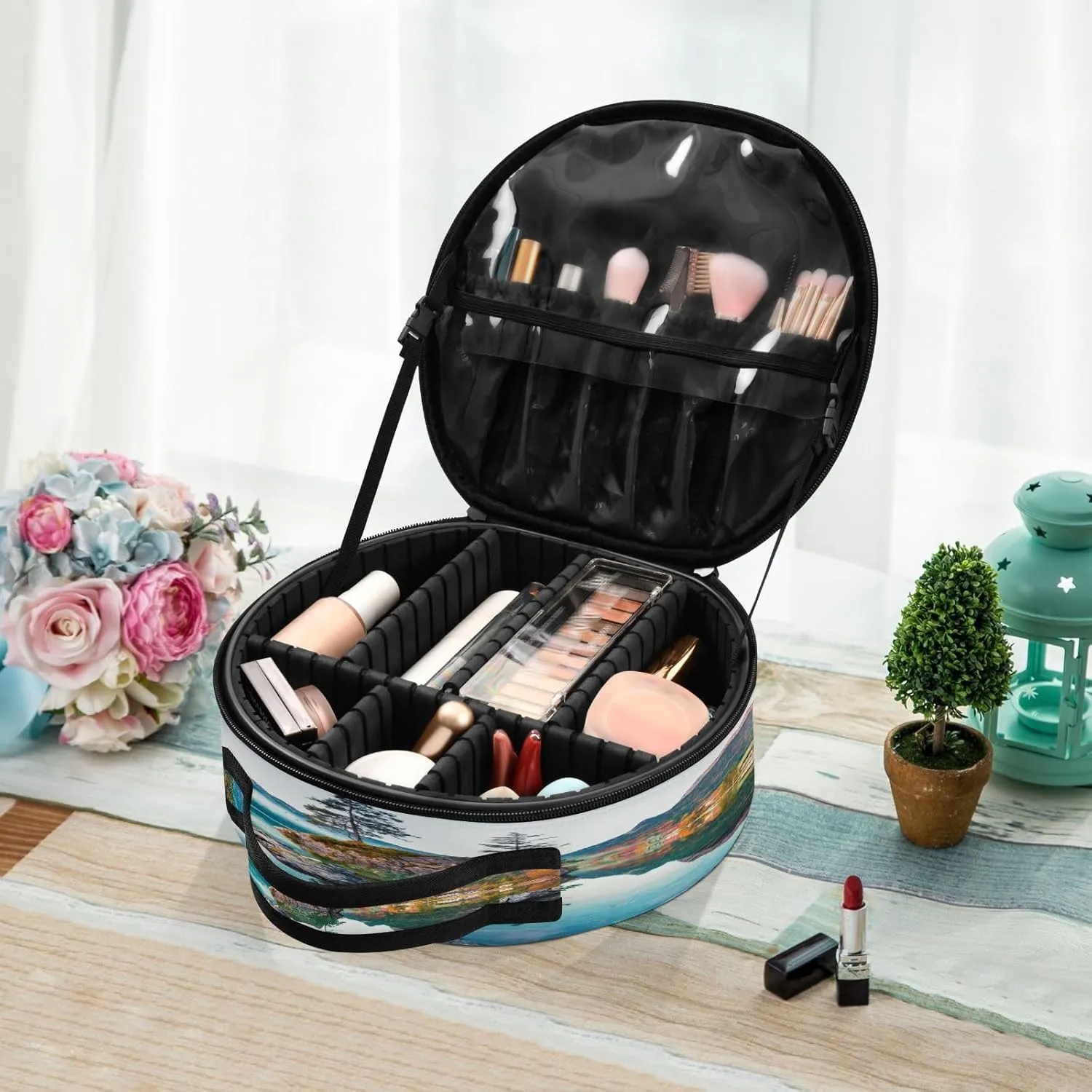 ALAZA Beautiful Autumn Scene of Hintersee Lake Makeup Bag Travel Cosmetic Bag Large Toiletry Organizer