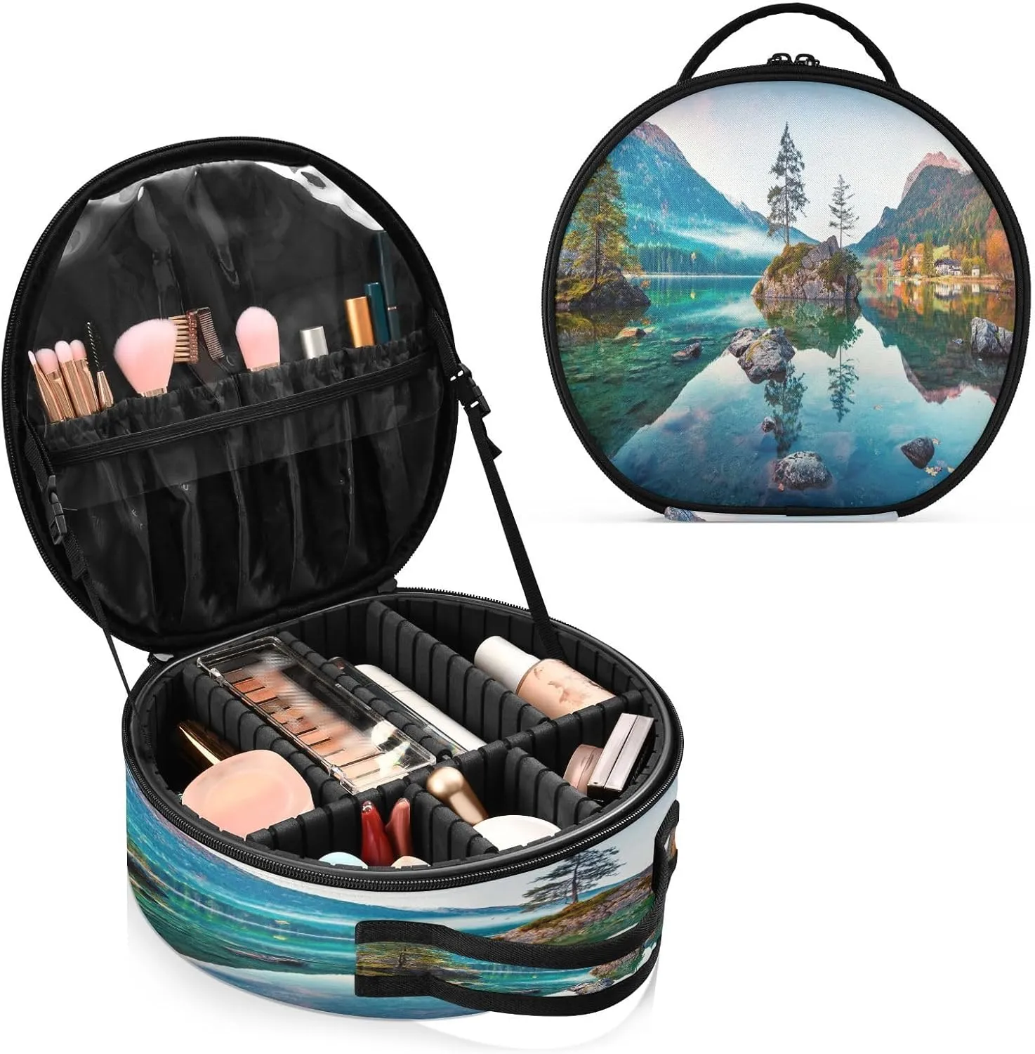 ALAZA Beautiful Autumn Scene of Hintersee Lake Makeup Bag Travel Cosmetic Bag Large Toiletry Organizer