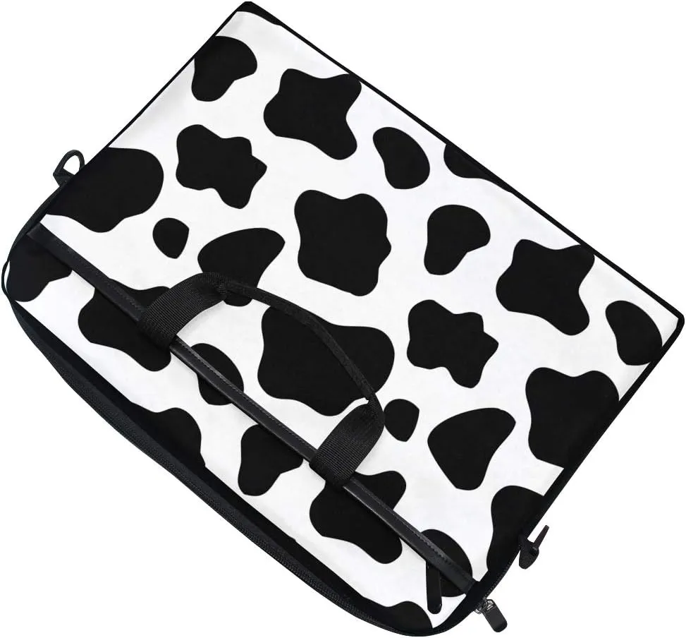 ALAZA Black and White Cow Print Laptop Case Bag Sleeve Portable Crossbody Messenger Briefcase Convertible w/Strap Pocket for MacBook Air Pro Surface Dell ASUS hp Lenovo 14-15.4 inch