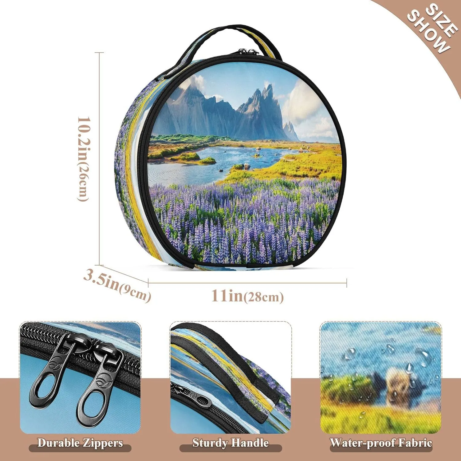 ALAZA Blooming Lupine Flowers on the Stokksnes Headland Portable Cosmetic Bag Large Capacity Makeup Bags