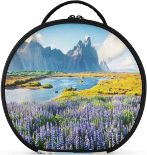 ALAZA Blooming Lupine Flowers on the Stokksnes Headland Portable Cosmetic Bag Large Capacity Makeup Bags