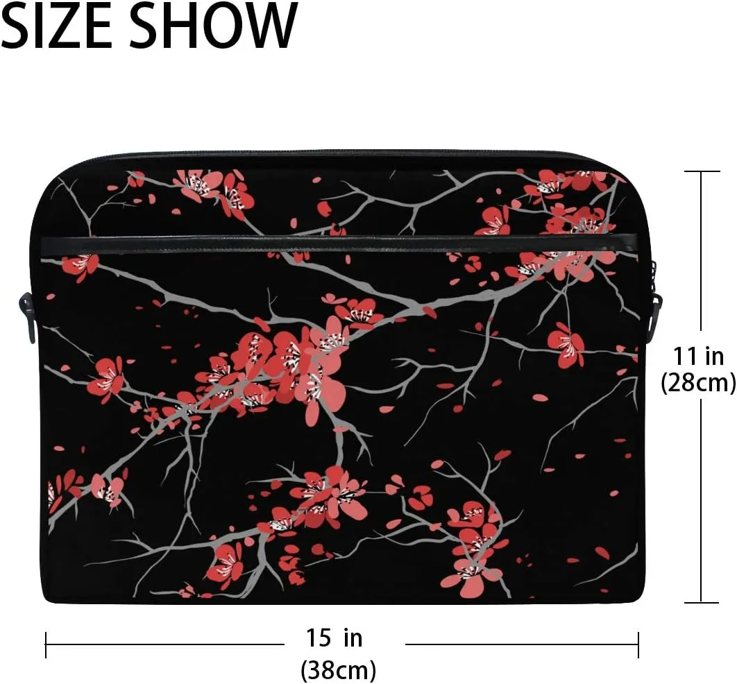 ALAZA Cherry Blossom Sakura Flower Floral Laptop Case Bag Sleeve Portable Crossbody Messenger Briefcase Convertible w/Strap Pocket for MacBook Air Pro Surface Dell ASUS hp Lenovo 14-15.4 inch