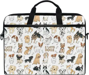 ALAZA Doodle Dog Pug Corgi Golden Retriever Husky Labrador Dachshund Laptop Case Bag Sleeve Portable/Crossbody Messenger Briefcase Convertible w/Strap Pocket 15-15.4 inch, Back to School Gifts