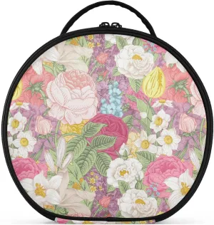 ALAZA Garden Colorful Flowers Roses Tulips Travel Makeup Train Case Makeup Cosmetic Case with Adjustable Dividers