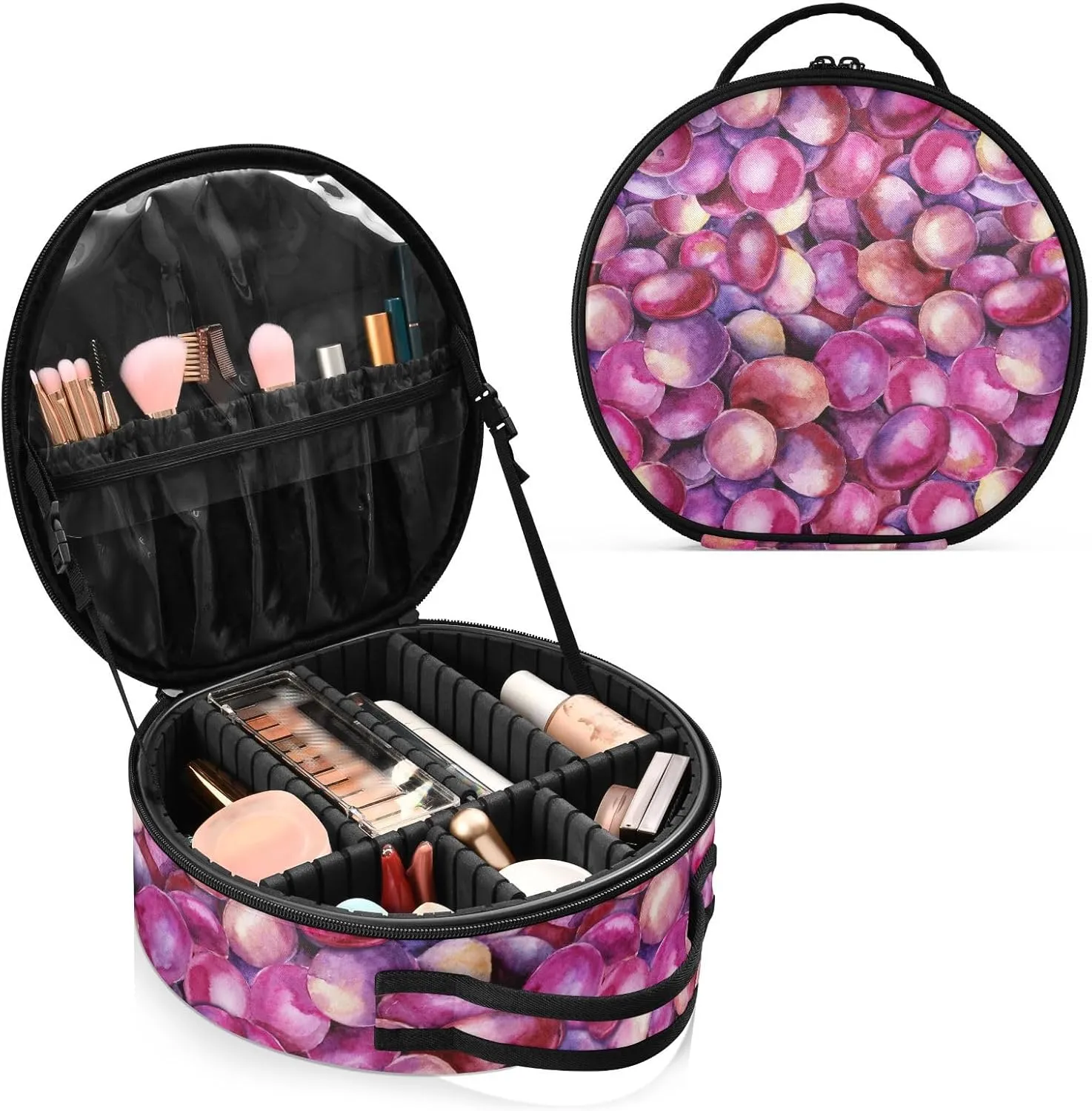 ALAZA Grapes Berries Close Up Portable Cosmetic Bag Large Capacity Makeup Bags