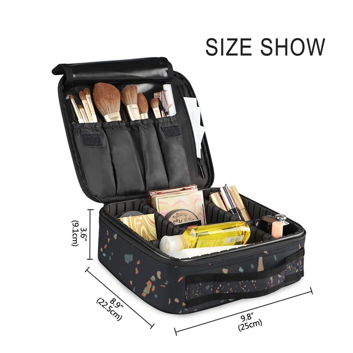 ALAZA Makeup Case Trendy Marble Cosmetic Bag Organizer Travel Portable Storage Toiletry Bag Makeup Train Case with Adjustable Dividers for Teens Girls Women